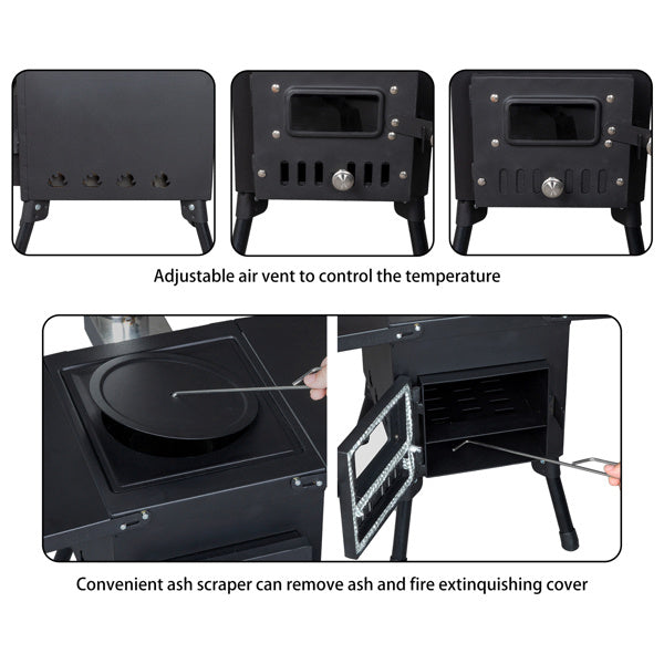Wood Camping Stove Black 57.5*31*37cm Doba